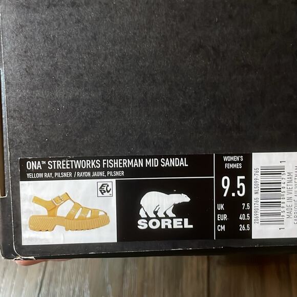 NIB Sorel Ona Streetworks Fisherman Mid women's sandal yellow size 9.5 - Picture 11 of 12
